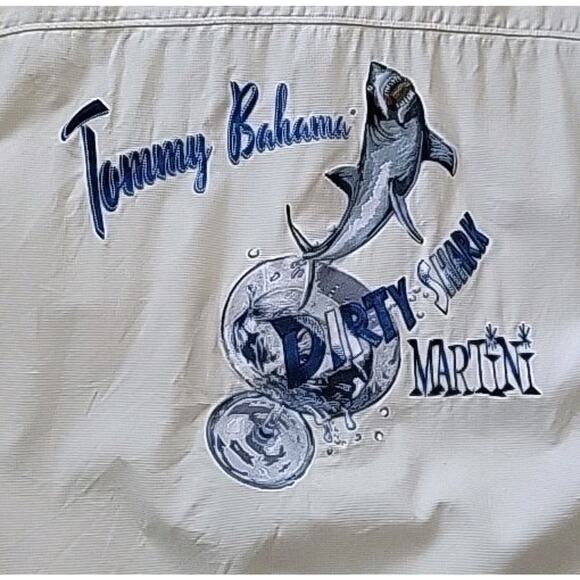 Tommy Bahama Vintage Original Fit Silk Button Up Shirt Dirty Shark Martini Party - Picture 2 of 12